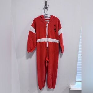 Mini Rodini Red and White athletic one piece jumpsuit